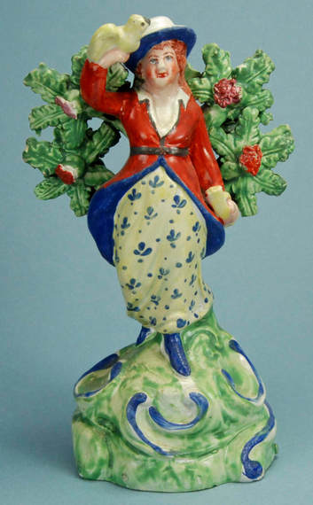 antique Staffordshire figure, Staffordshire pottery figure, SALT, pearlware figure, bocage figure, Myrna Schkolne, Elements,  Air