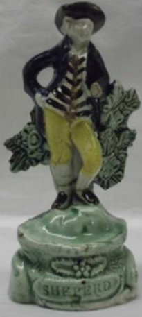 antique Staffordshire figure, Staffordshire pottery figure, Dale staffordshire figure, Edge & Grocott, pearlware figure, bocage figure, Myrna Schkolne 