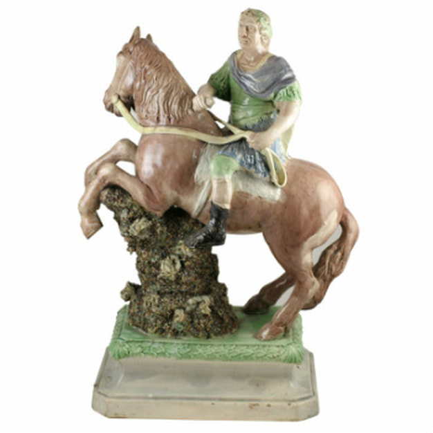 antique Staffordshire figure, antique Staffordshire pottery, pearlware, Myrna Schkolne, King William III, Ralph Wood figure
