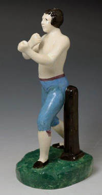 antique Staffordshire figure, Cribb, Molyneaux, early pugilists, first pugilists, boxing, Scottish pottery, Myrna Schkoln