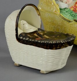 antique Staffordshire pottery, Bovey Tracey pottery, antique cradle